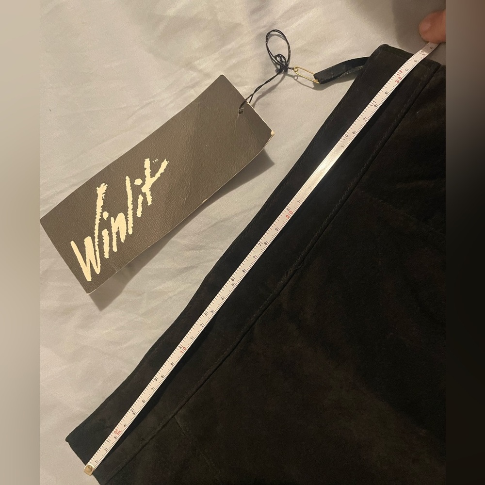 NWT Vintage Winlit Black Suede Leather Skirt - Picture 9 of 9